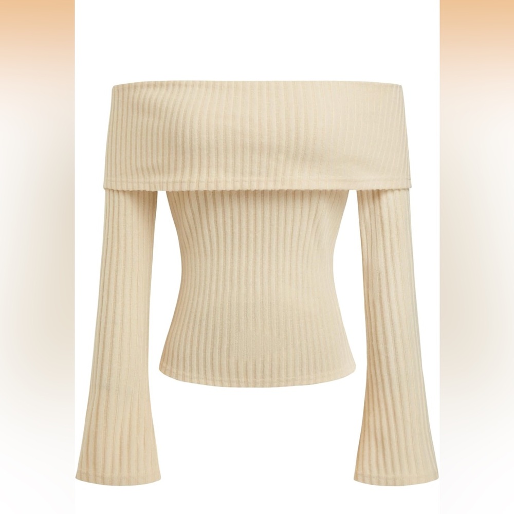 NWT CIDER Off The Shoulder Tops Long Sleeve Going Out Y2K Tops Knit Pullover